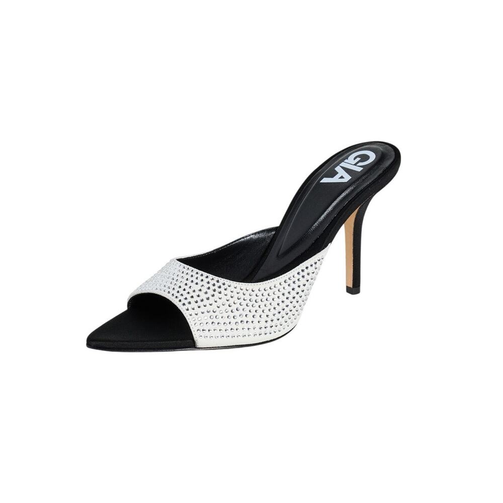 Gia Borghini Embellished Black Peep-Toe Sandals Size 38.5 EU / US 8.5 - Picture 1 of 6